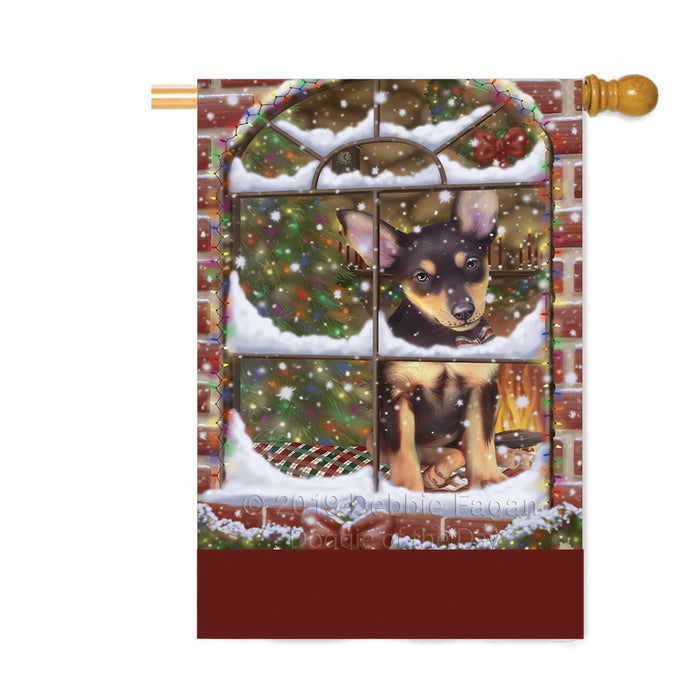 Personalized Please Come Home For Christmas Australian Kelpie Dog Sitting In Window Custom House Flag FLG-DOTD-A60170