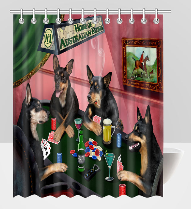 Home of  Australian Kelpie Dogs Playing Poker Shower Curtain