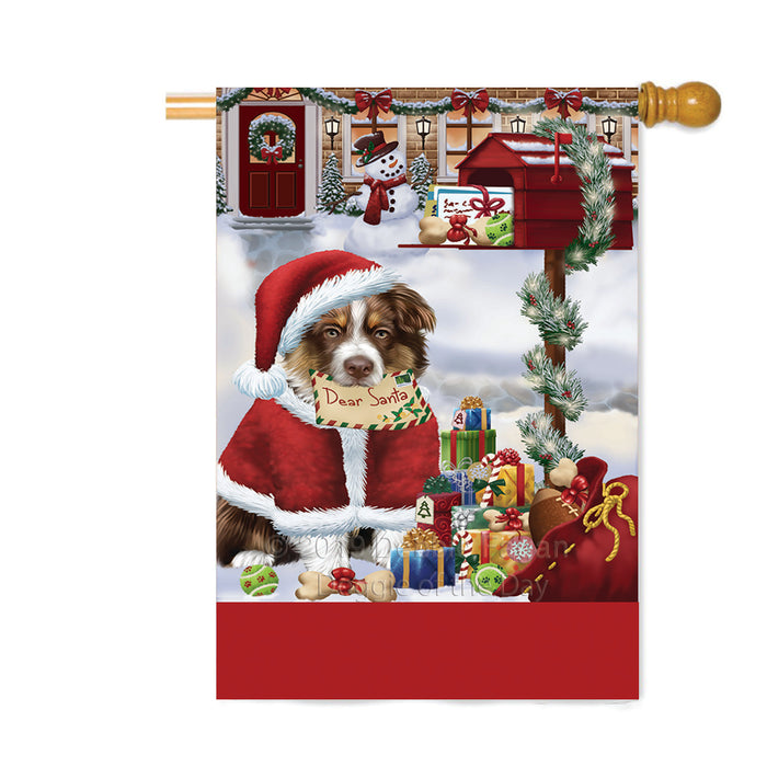 Personalized Happy Holidays Mailbox Australian Shepherd Dog Christmas Custom House Flag FLG-DOTD-A59946