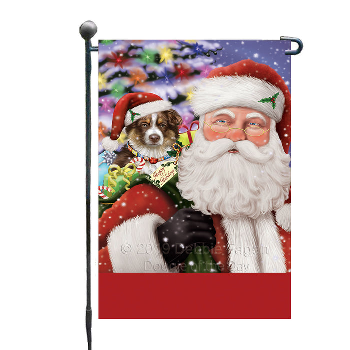 Personalized Santa Carrying Australian Shepherd Dog and Christmas Presents Custom Garden Flag GFLG63703