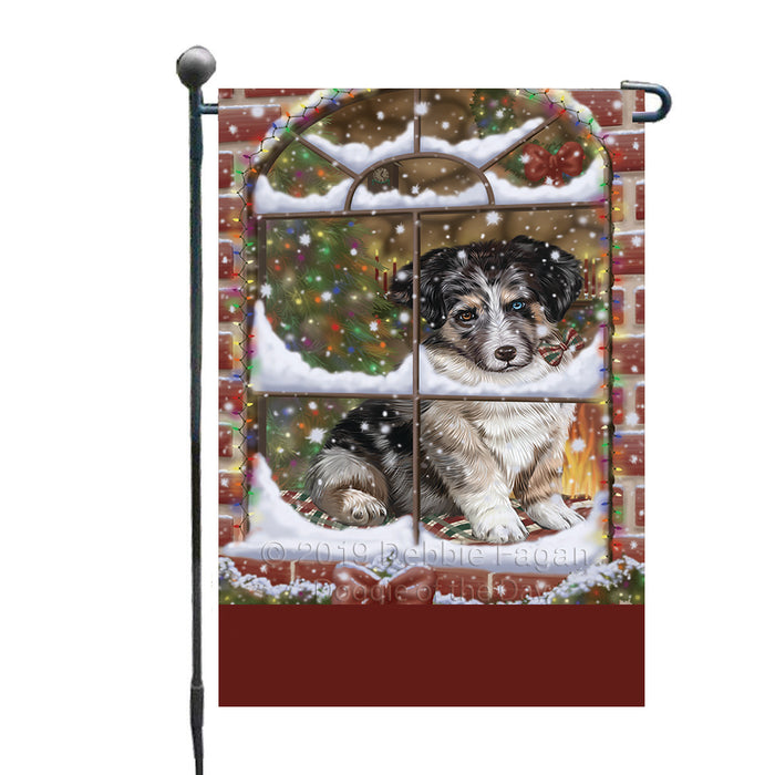 Personalized Please Come Home For Christmas Australian Shepherd Dog Sitting In Window Custom Garden Flags GFLG-DOTD-A60115