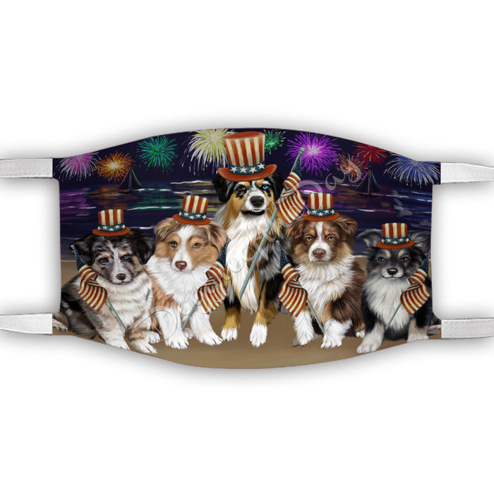 4th of July Independence Day Australian Shepherd Dogs Face Mask FM49371