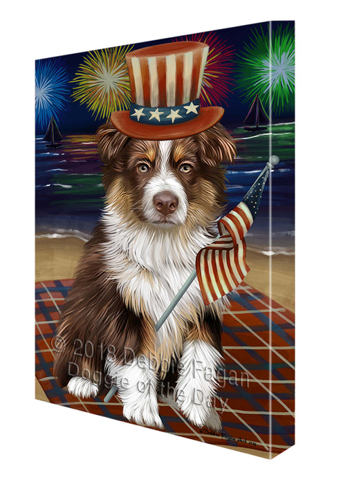 4th of July Independence Day Firework Australian Shepherd Dog Canvas Wall Art CVS53535