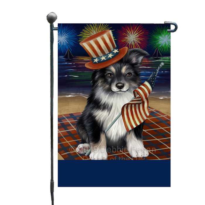 Personalized 4th of July Firework Australian Shepherd Dog Custom Garden Flags GFLG-DOTD-A57754
