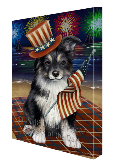 4th of July Independence Day Firework Australian Shepherd Dog Canvas Wall Art CVS53562
