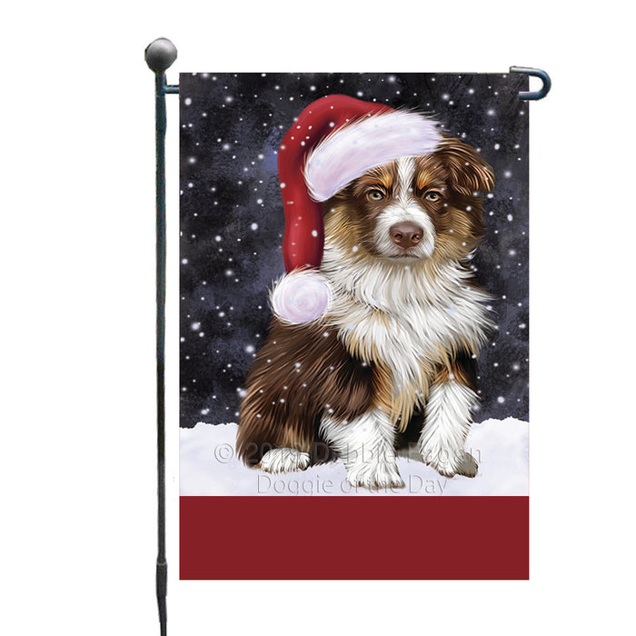 Personalized Let It Snow Happy Holidays Australian Shepherd Dog Custom Garden Flags GFLG-DOTD-A62235