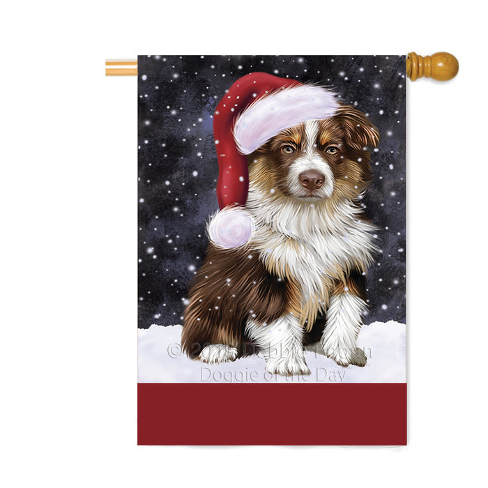 Personalized Let It Snow Happy Holidays Australian Shepherd Dog Custom House Flag FLG-DOTD-A62291