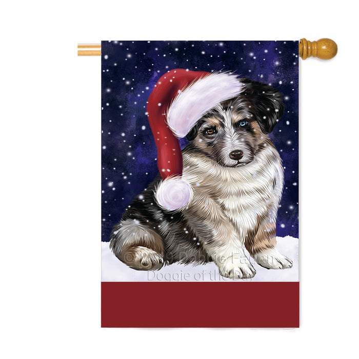Personalized Let It Snow Happy Holidays Australian Shepherd Dog Custom House Flag FLG-DOTD-A62292