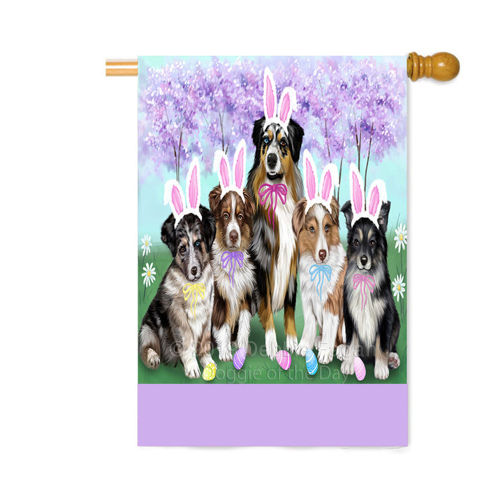 Personalized Easter Holiday Australian Shepherd Dogs Custom House Flag FLG-DOTD-A58786