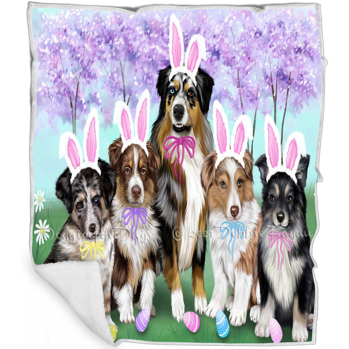 Australian Shepherds Dog Easter Holiday Blanket BLNKT105429