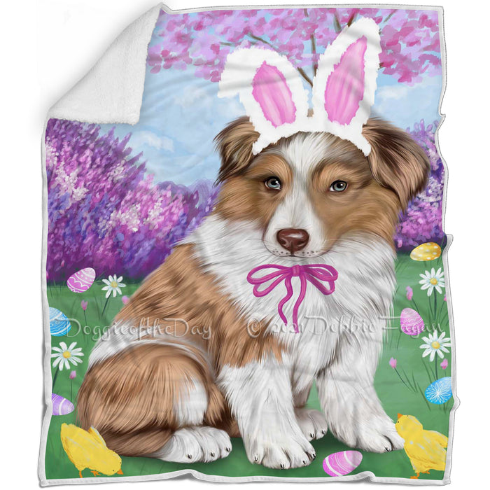 Australian Shepherd Dog Easter Holiday Blanket BLNKT56946