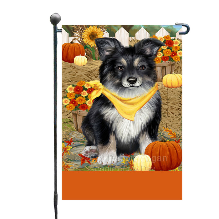 Personalized Fall Autumn Greeting Australian Shepherd Dog with Pumpkins Custom Garden Flags GFLG-DOTD-A61784