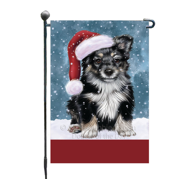 Personalized Let It Snow Happy Holidays Australian Shepherd Dog Custom Garden Flags GFLG-DOTD-A62237