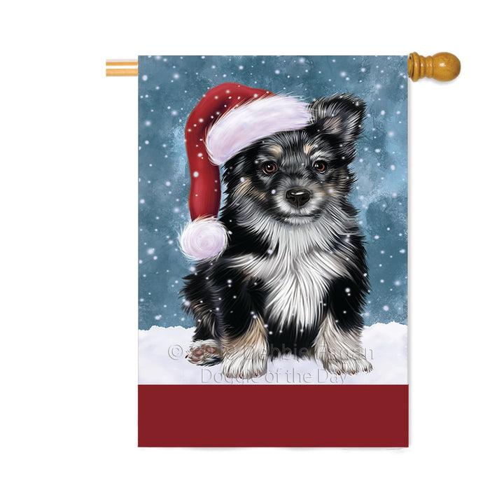 Personalized Let It Snow Happy Holidays Australian Shepherd Dog Custom House Flag FLG-DOTD-A62293