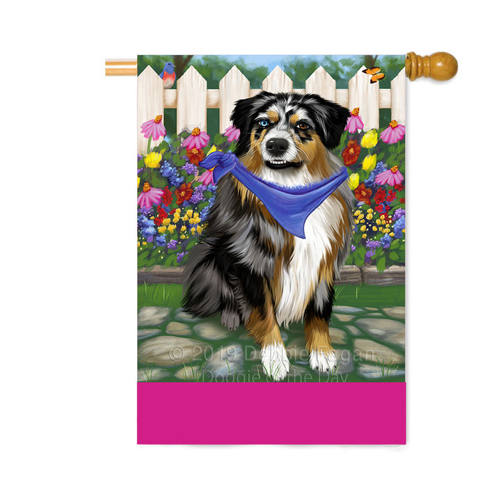 Personalized Spring Floral Australian Shepherd Dog Custom House Flag FLG-DOTD-A62778