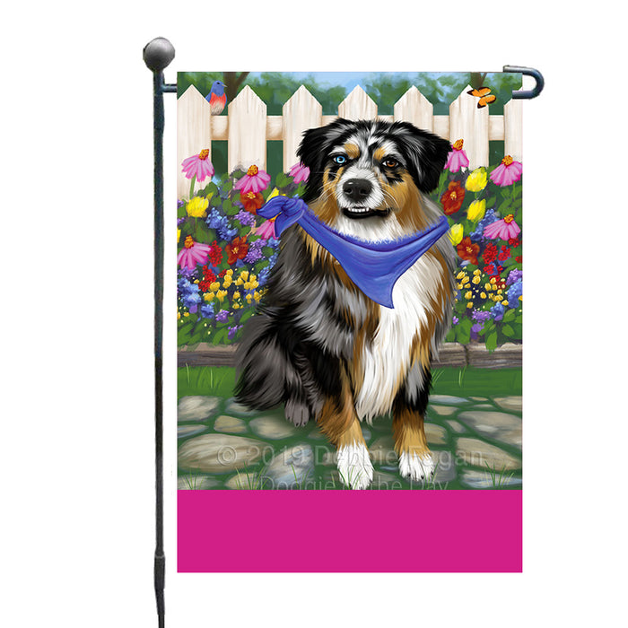 Personalized Spring Floral Australian Shepherd Dog Custom Garden Flags GFLG-DOTD-A62722