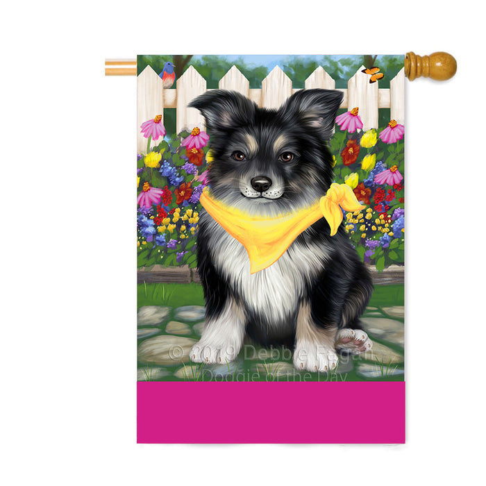 Personalized Spring Floral Australian Shepherd Dog Custom House Flag FLG-DOTD-A62780