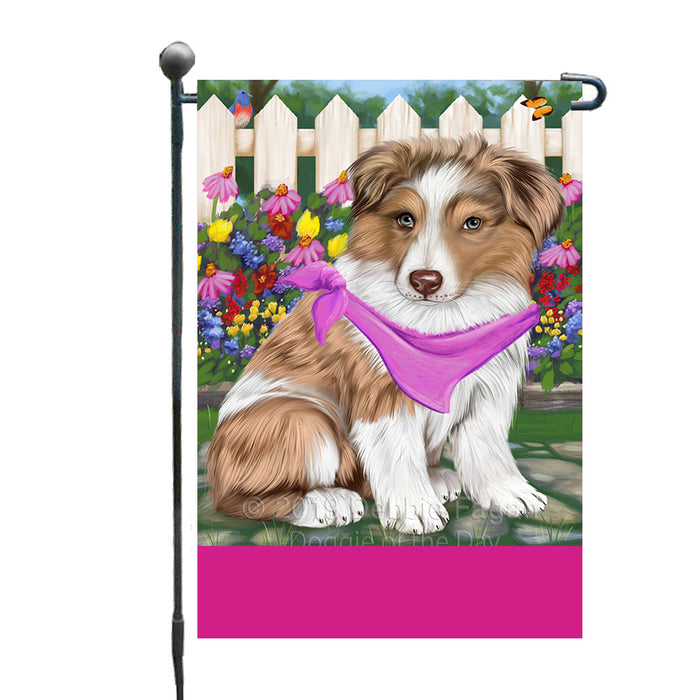 Personalized Spring Floral Australian Shepherd Dog Custom Garden Flags GFLG-DOTD-A62725