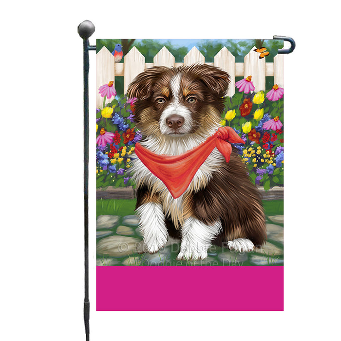 Personalized Spring Floral Australian Shepherd Dog Custom Garden Flags GFLG-DOTD-A62726