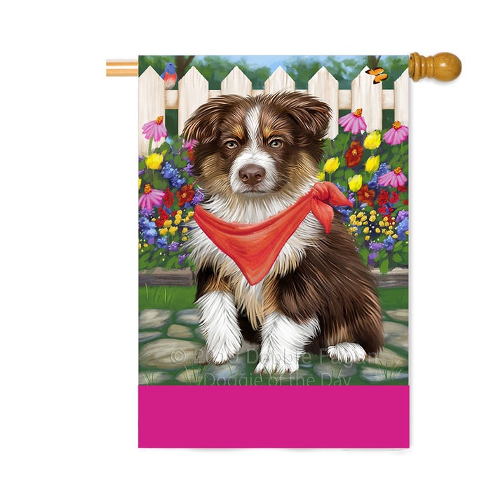 Personalized Spring Floral Australian Shepherd Dog Custom House Flag FLG-DOTD-A62782