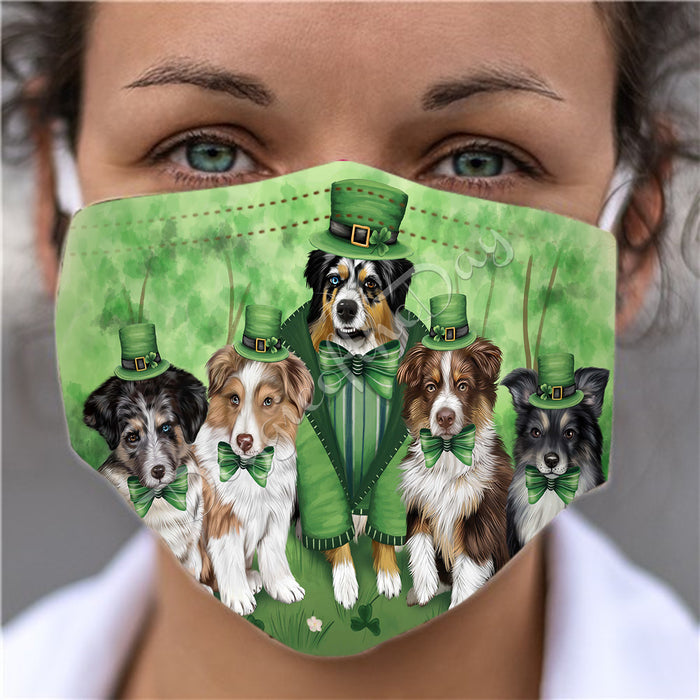St. Patricks Day Irish Australian Shepherd Dogs Face Mask FM50118