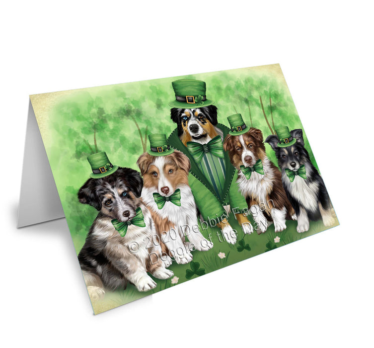 St. Patrick's Day Family Australian Shepherd St.patrcks Dogs Handmade Artwork Assorted Pets Greeting Cards and Note Cards with Envelopes for All Occasions and Holiday Seasons