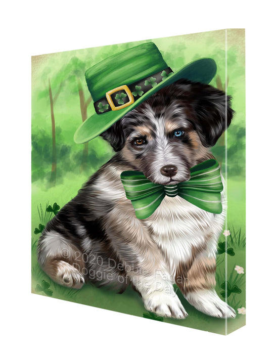 St. Patrick's Day Australian Shepherd Dog Canvas Wall Art - Premium Quality Ready to Hang Room Decor Wall Art Canvas - Unique Animal Printed Digital Painting for Decoration CVS706