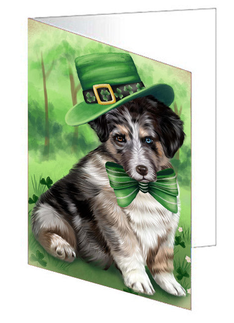 St. Patrick's Day Australian Shepherd Dog Handmade Artwork Assorted Pets Greeting Cards and Note Cards with Envelopes for All Occasions and Holiday Seasons