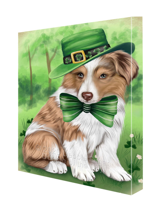 St. Patrick's Day Australian Shepherd Dog Canvas Wall Art - Premium Quality Ready to Hang Room Decor Wall Art Canvas - Unique Animal Printed Digital Painting for Decoration CVS708