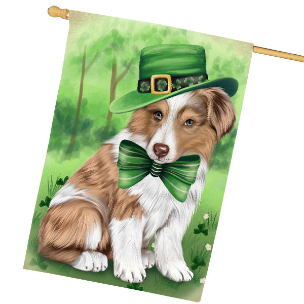 St. Patrick's Day Australian Shepherd Dog House Flag Outdoor Decorative Double Sided Pet Portrait Weather Resistant Premium Quality Animal Printed Home Decorative Flags 100% Polyester FLG69706