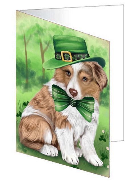 St. Patrick's Day Australian Shepherd Dog Handmade Artwork Assorted Pets Greeting Cards and Note Cards with Envelopes for All Occasions and Holiday Seasons