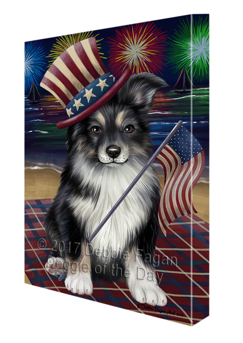 4th Of July Fireworks Australian Shepherd Dog Canvas Wall Art CVS49251