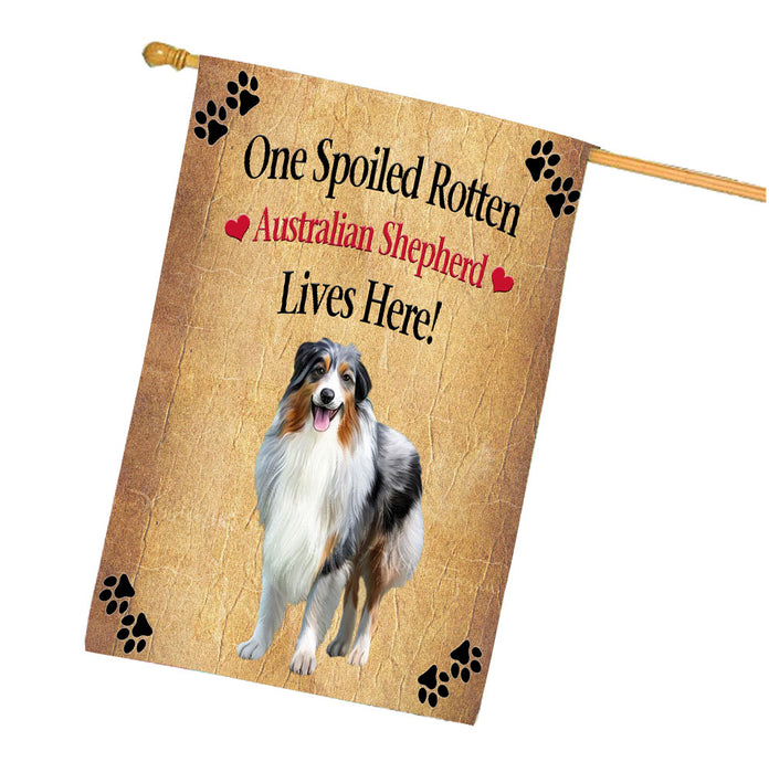 Spoiled Rotten Australian Shepherd Dog House Flag Outdoor Decorative Double Sided Pet Portrait Weather Resistant Premium Quality Animal Printed Home Decorative Flags 100% Polyester FLG68143