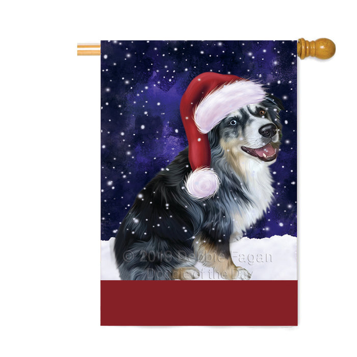 Personalized Let It Snow Happy Holidays Australian Shepherd Dog Custom House Flag FLG-DOTD-A62295