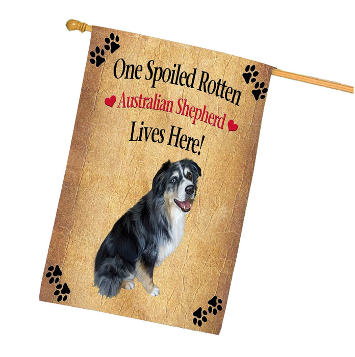 Spoiled Rotten Australian Shepherd Dog House Flag Outdoor Decorative Double Sided Pet Portrait Weather Resistant Premium Quality Animal Printed Home Decorative Flags 100% Polyester FLG68144