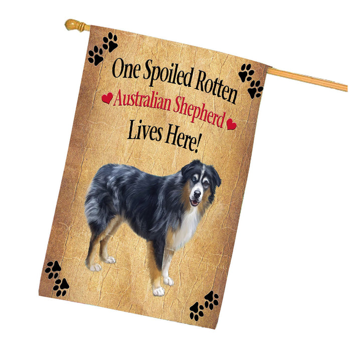 Spoiled Rotten Australian Shepherd Dog House Flag Outdoor Decorative Double Sided Pet Portrait Weather Resistant Premium Quality Animal Printed Home Decorative Flags 100% Polyester FLG68146