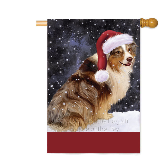 Personalized Let It Snow Happy Holidays Australian Shepherd Dog Custom House Flag FLG-DOTD-A62296