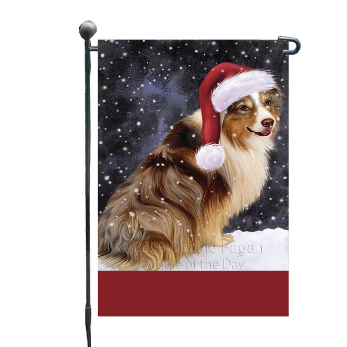 Personalized Let It Snow Happy Holidays Australian Shepherd Dog Custom Garden Flags GFLG-DOTD-A62240