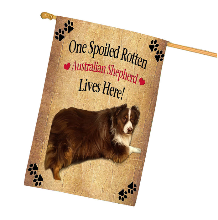 Spoiled Rotten Australian Shepherd Dog House Flag Outdoor Decorative Double Sided Pet Portrait Weather Resistant Premium Quality Animal Printed Home Decorative Flags 100% Polyester FLG68152