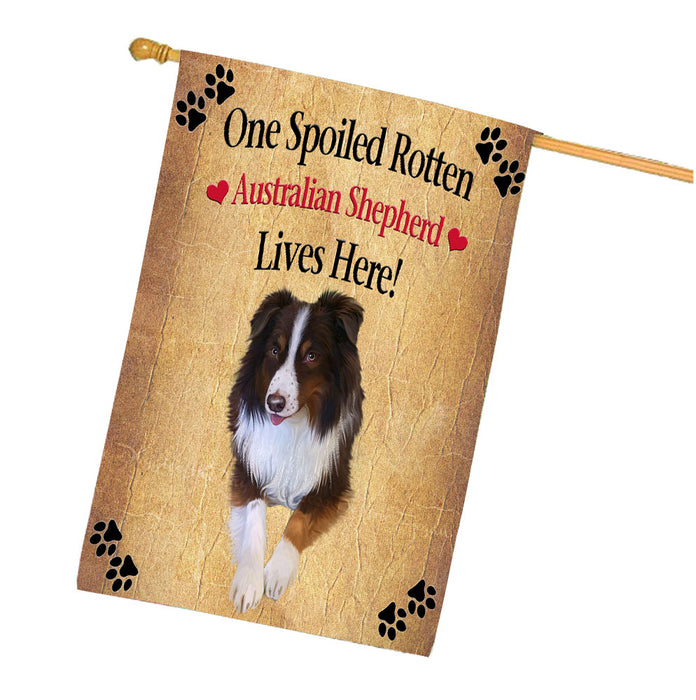 Spoiled Rotten Australian Shepherd Dog House Flag Outdoor Decorative Double Sided Pet Portrait Weather Resistant Premium Quality Animal Printed Home Decorative Flags 100% Polyester FLG68153