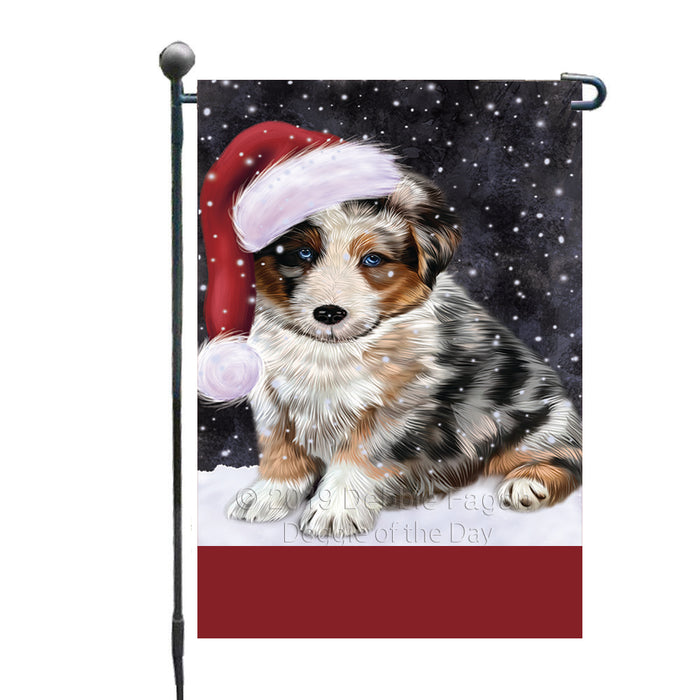 Personalized Let It Snow Happy Holidays Australian Shepherd Dog Custom Garden Flags GFLG-DOTD-A62241