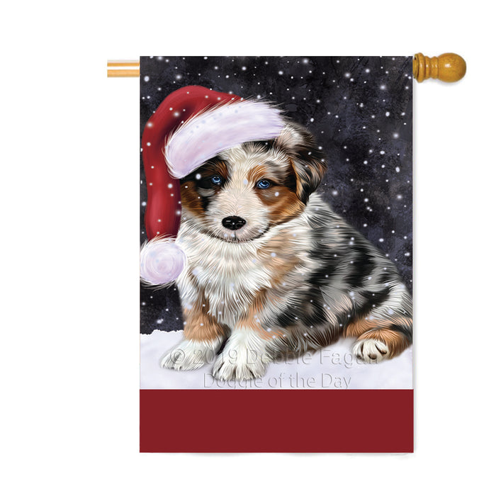 Personalized Let It Snow Happy Holidays Australian Shepherd Dog Custom House Flag FLG-DOTD-A62297