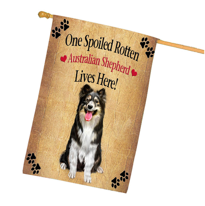 Spoiled Rotten Australian Shepherd Dog House Flag Outdoor Decorative Double Sided Pet Portrait Weather Resistant Premium Quality Animal Printed Home Decorative Flags 100% Polyester FLG68155