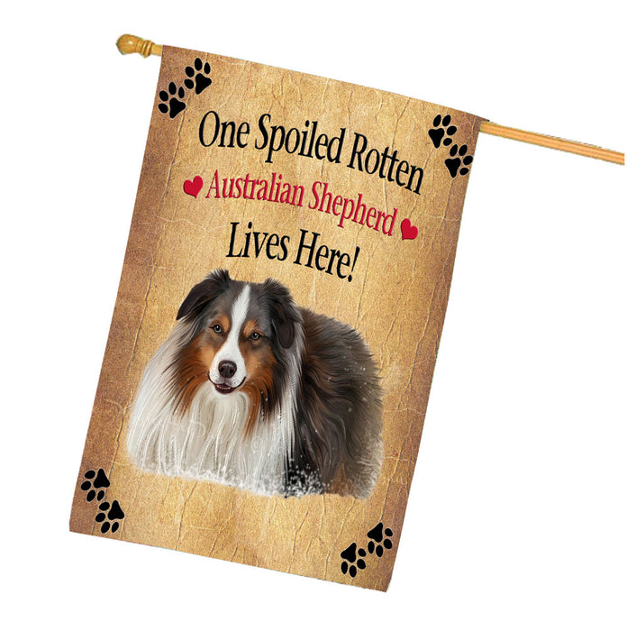 Spoiled Rotten Australian Shepherd Dog House Flag Outdoor Decorative Double Sided Pet Portrait Weather Resistant Premium Quality Animal Printed Home Decorative Flags 100% Polyester FLG68156