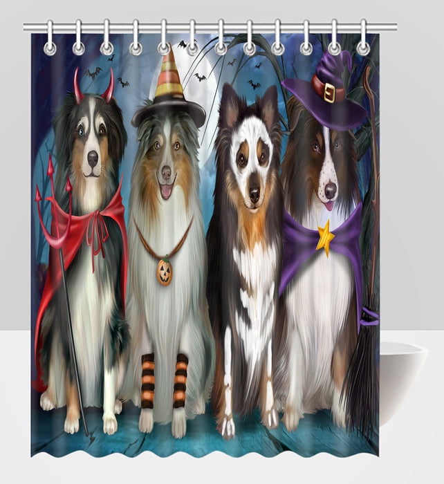 Halloween Trick or Teat Australian Shepherd Dogs Shower Curtain