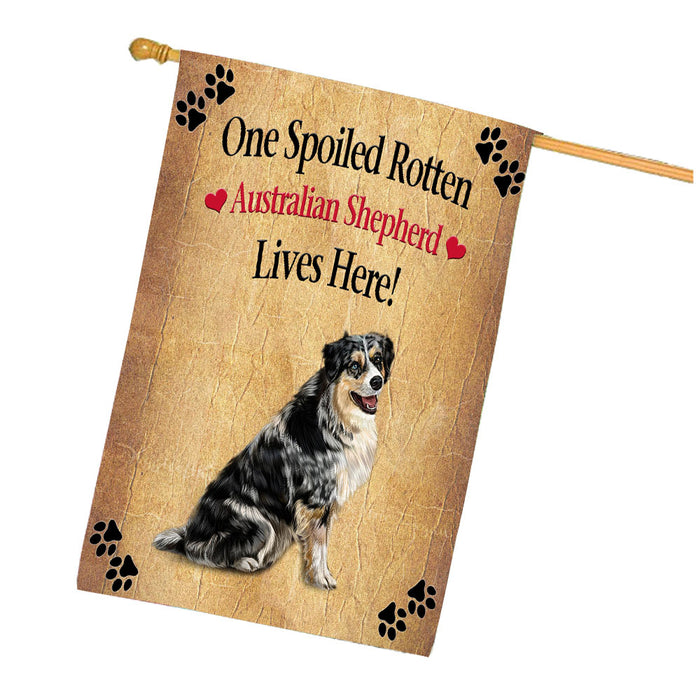 Spoiled Rotten Australian Shepherd Dog House Flag Outdoor Decorative Double Sided Pet Portrait Weather Resistant Premium Quality Animal Printed Home Decorative Flags 100% Polyester FLG68160
