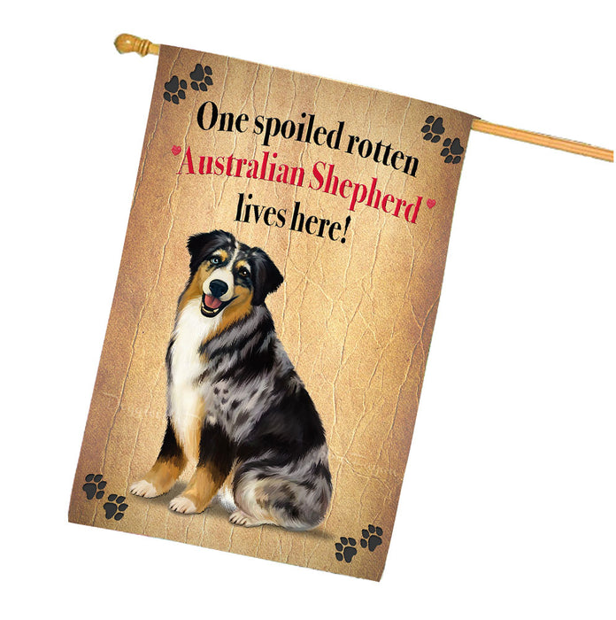 Spoiled Rotten Australian Shepherd Dog House Flag Outdoor Decorative Double Sided Pet Portrait Weather Resistant Premium Quality Animal Printed Home Decorative Flags 100% Polyester FLG68161