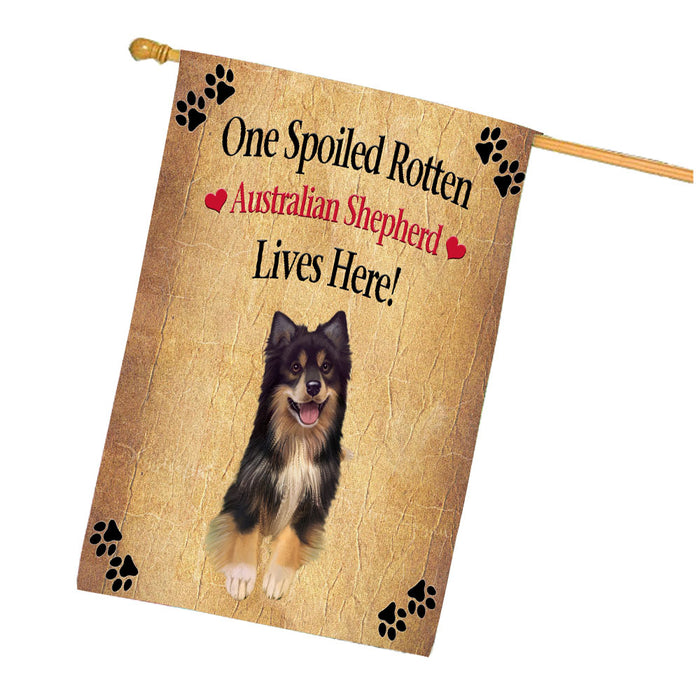 Spoiled Rotten Australian Shepherd Dog House Flag Outdoor Decorative Double Sided Pet Portrait Weather Resistant Premium Quality Animal Printed Home Decorative Flags 100% Polyester FLG68162