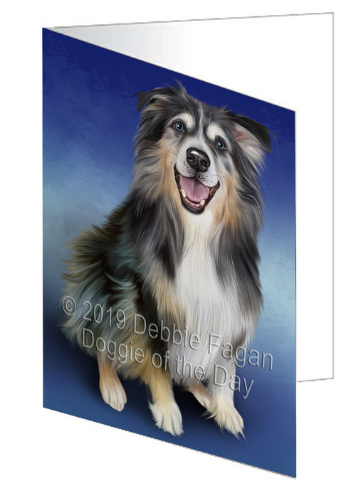 Australian Shepherd Dog Handmade Artwork Assorted Pets Greeting Cards and Note Cards with Envelopes for All Occasions and Holiday Seasons GCD77573