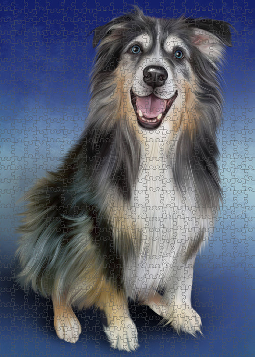 Australian Shepherd Dog Portrait Jigsaw Puzzle for Adults Animal Interlocking Puzzle Game Unique Gift for Dog Lover's with Metal Tin Box PZL998